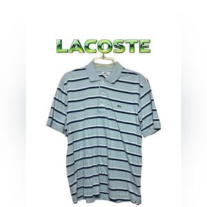 133. L a c o s t e Men's Blue Striped Polo Shirt